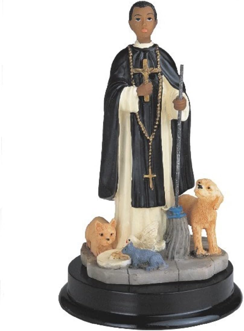 ICE Armor 5" H Saint Martin de Porres Statue Holy Figurine Religious Decoration Office Desk/Home/Living Room/Table Decor, Perfect House Warming Gifts for New Home