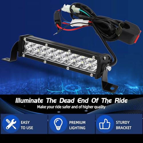 Image of Dirt Bike Light Bar for KLX TTR CRF XR KX 65 85 110 125 150 230 | Universal for 7 /8 inch 22mm Handlebars,60W 4200Lm Output, 20 LED Bulbs, Plug-Play, Rainproof Design, For PW SSR Apollo TAO TAO