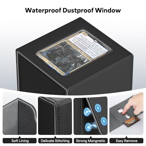 Image of ZLCA MTG Commander Deck Box, Card Deck Box for Trading Card, Holds 110+ Double Sleeved Cards Fits for Magic Cards TCG CCG (Black)