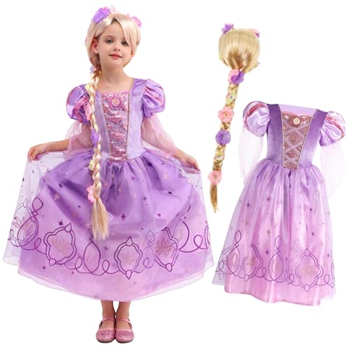 Sincere Party Girls Purple Princess Dress Up Costume with Matched Wig for 5-6 years