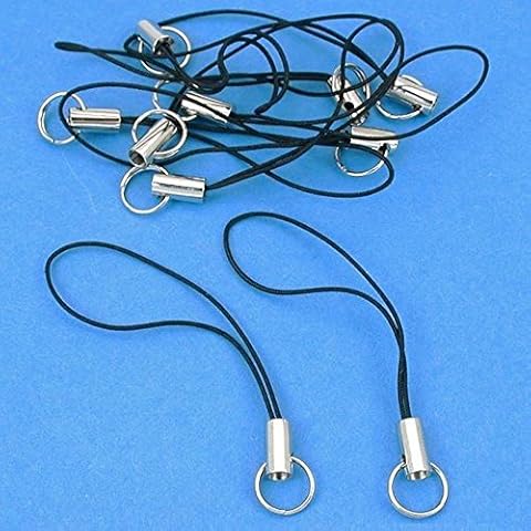 BlastCase 10 Silver Tone Black Cell Phone Charm Strap Cover