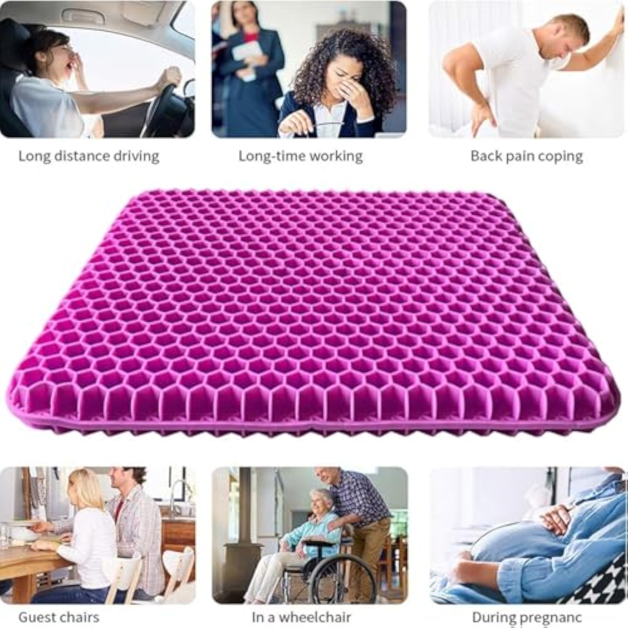 Double Thick Gel Seat Cushion for Long Sitting Comfort