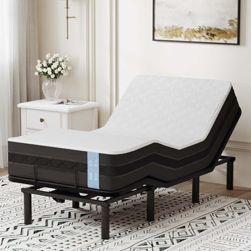 FLEXISPOT Twin XL Adjustable Bed Frame & 10" Gel Mattress