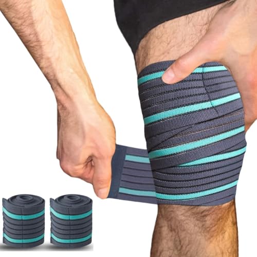 Image of FITPUT Elastic Knee Compression Bandage Wraps (Pack of 2) Support for Ankle, Knee, Elbow Pain Relief, Sports & Workout | Can Be Used For Squats and Powerlifting