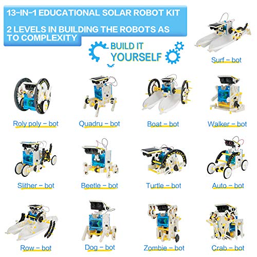 13-in-1 Solar Robot Toy with Plier, STEM Toys Robots for Kids 8 9 10 11 12+, DIY Science Toy Solar Powered Building Robotic Set,Science Experiment Kit for Kids,Education Building Toy Gift for Boy Girl - Thumbnail 5