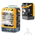 Rozlchar Portable Misting Fan Compatible for DeWALT 20V Battery, Jobsite Cooling Fan with 1.6L Tank, Stepless Speed & 8H Timer, LED Light, Quiet Airflow for Construction, Camping, Beach(Tool Only)