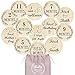 Cartes d'étape en bois pour bébé 13 pièces 26 modèles Disques pour accessoires photo pour bébé et premier jalon mensuel, ensembles-cadeaux pour baby shower et nouveau-né (style rond1)