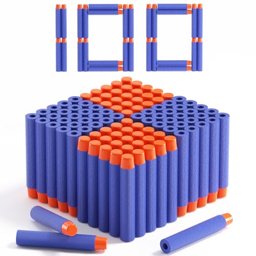 AMOSTING 100 Pfeile für Nerf Elite 2.0 mit Kordelzugbeutel, Ersatzpfeile Munition Foam Darts kompatibel mit Nerf Hasbro Fortnite - Blau