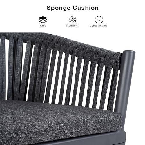 Image of PURPLE LEAF 9 Pieces Outdoor Dining Set with Patio Aluminium Dining Table and Wicker Rattan Chairs Modern Furniture Cushions Sets for Backyard Indoor Decor Kitchen Grey