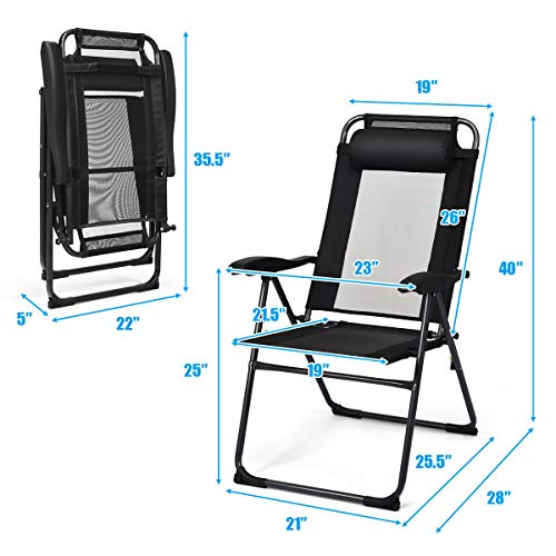 Giantex GT70270BK-2-PO Set Of 2 Patio Dining Chairs, Folding Lounge Chairs With 7 Level Adjustable Backrest thumb #2