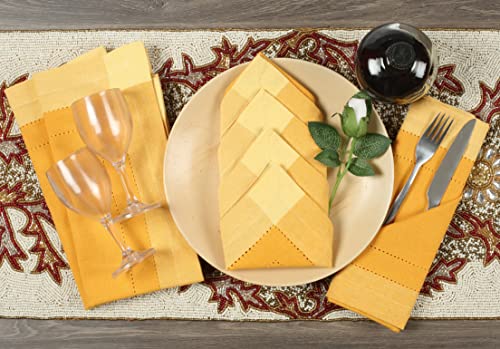 Farmhouse Cloth Napkin Set Of 6 100% Cotton Dinner Napkin Double Holes Size 20"X 20" Color Yellow #TOP1