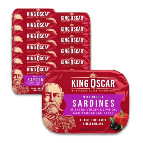 King Oscar Wild Caught Sardines EVOO Mediterranean Style, 3.75 oz, 12-Pk