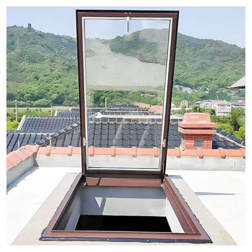 Lucernario per Seminterrato, L*W 78x98cm Finestra per Lucernario per Tetto Piano, 50 60 70 80 90 100cm Finestra di Osservazione del Tetto per la Soffitta, la Sala da Sole, Marrone