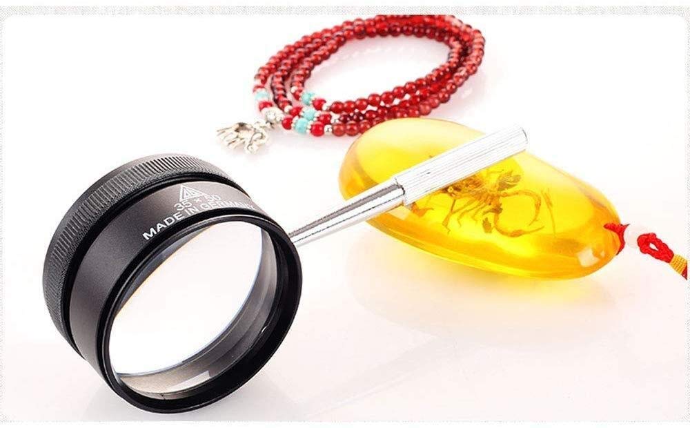Lente d'ingrandimento, Lente d'ingrandimento HD, Lettura da uomo anziano, Lente d'ingrandimento ottica portatile con luce a LED, Alta definizione 30 volte, Lettura da uomo anziano 20 volte, Identifica
