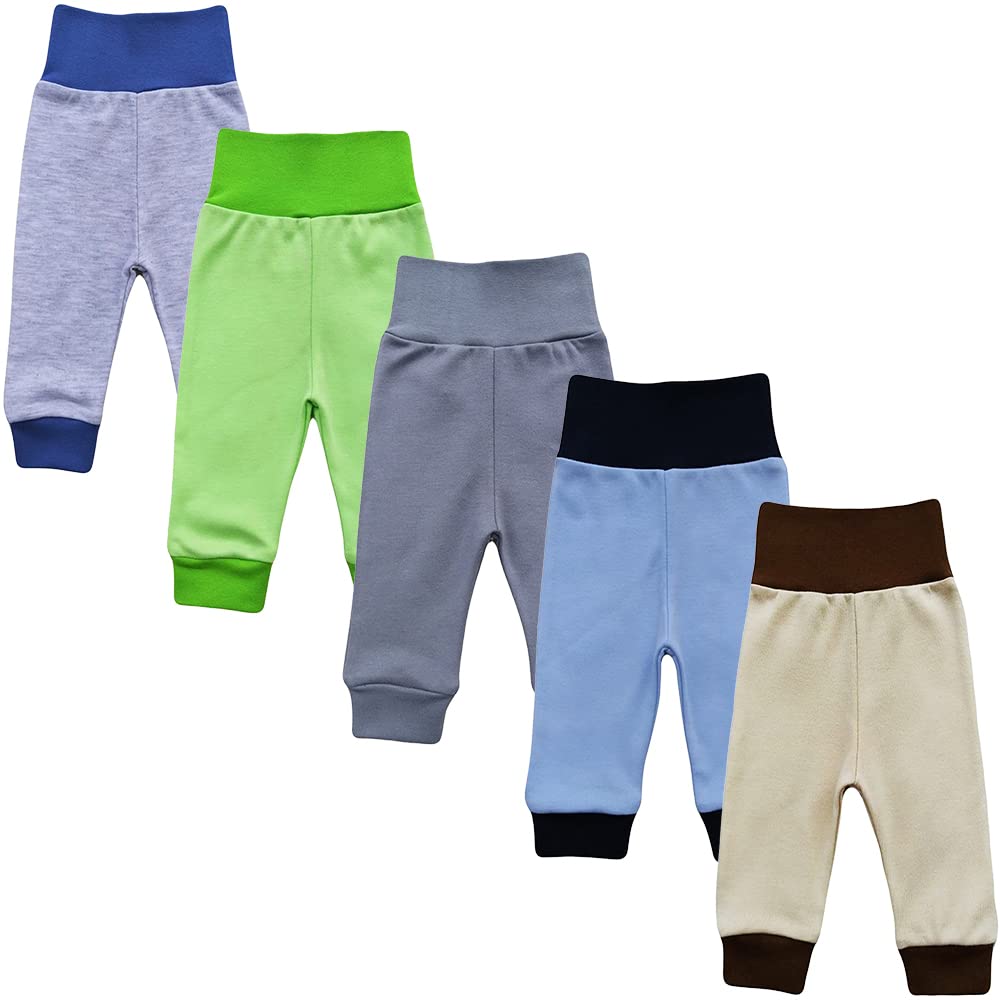MEA BABY Pantaloni Unisex per Bambini, in 100% Cotone, Confezione da 5 Pezzi, per Ragazzi e Bambine, Pantaloni