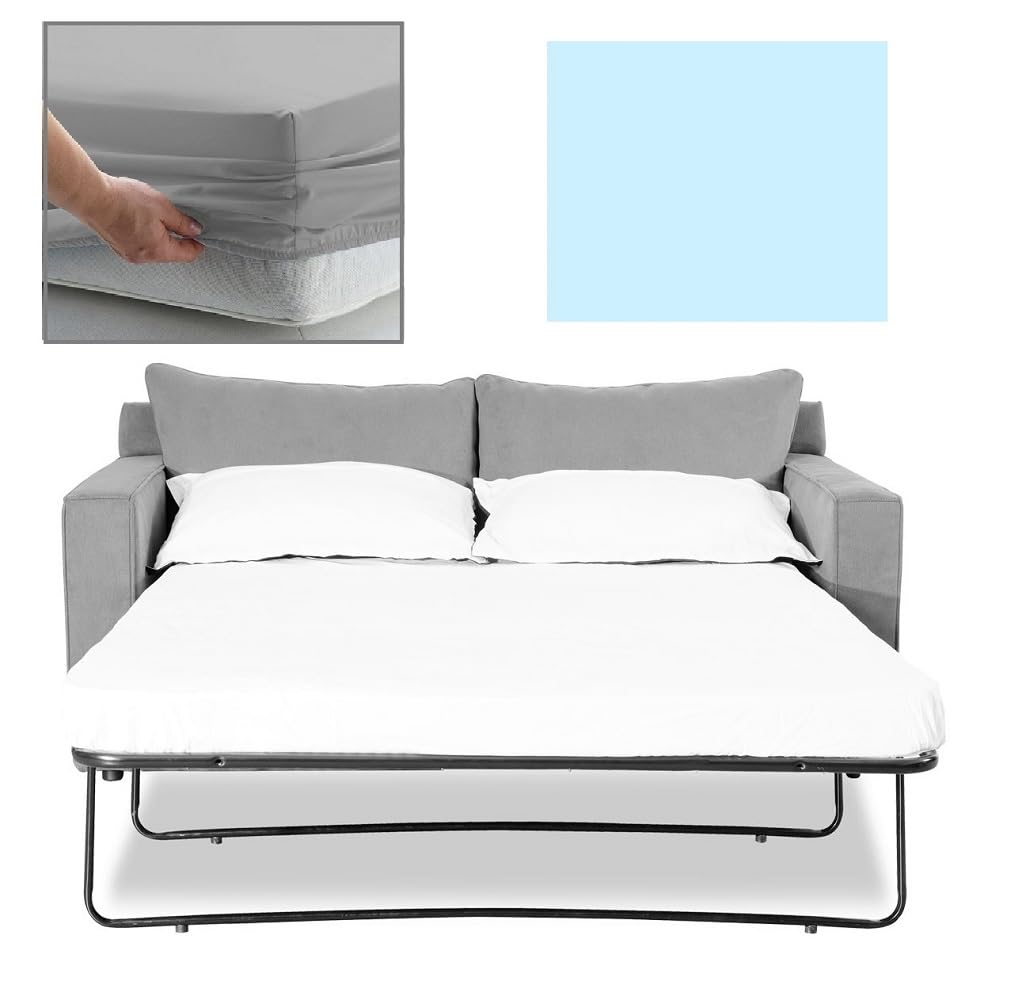 SOFA BED/PULL OUT BED FITTED SHEET 120cm x 180cm (47" x 71") OVER 20 COLOURS - 300 Thread Count Percale - Hand Made to Order (6") (Blue)