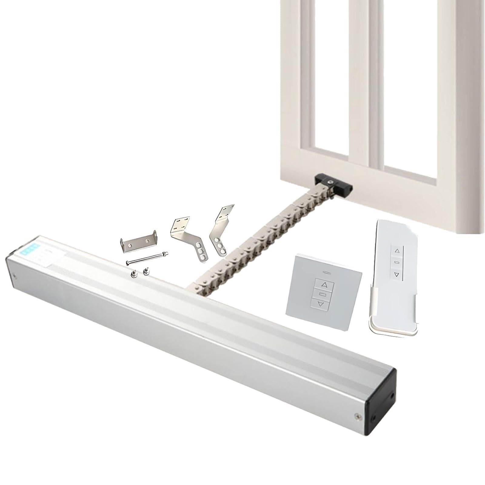 Elektrischer Kettenantrieb füR Fenster 24 V, Intelligenter, Automatischer Motorantrieb füR Dachfenster Und Oberlichter, Hub: 300–800 Mm, Fernbedienung Und Schalter(300mm)