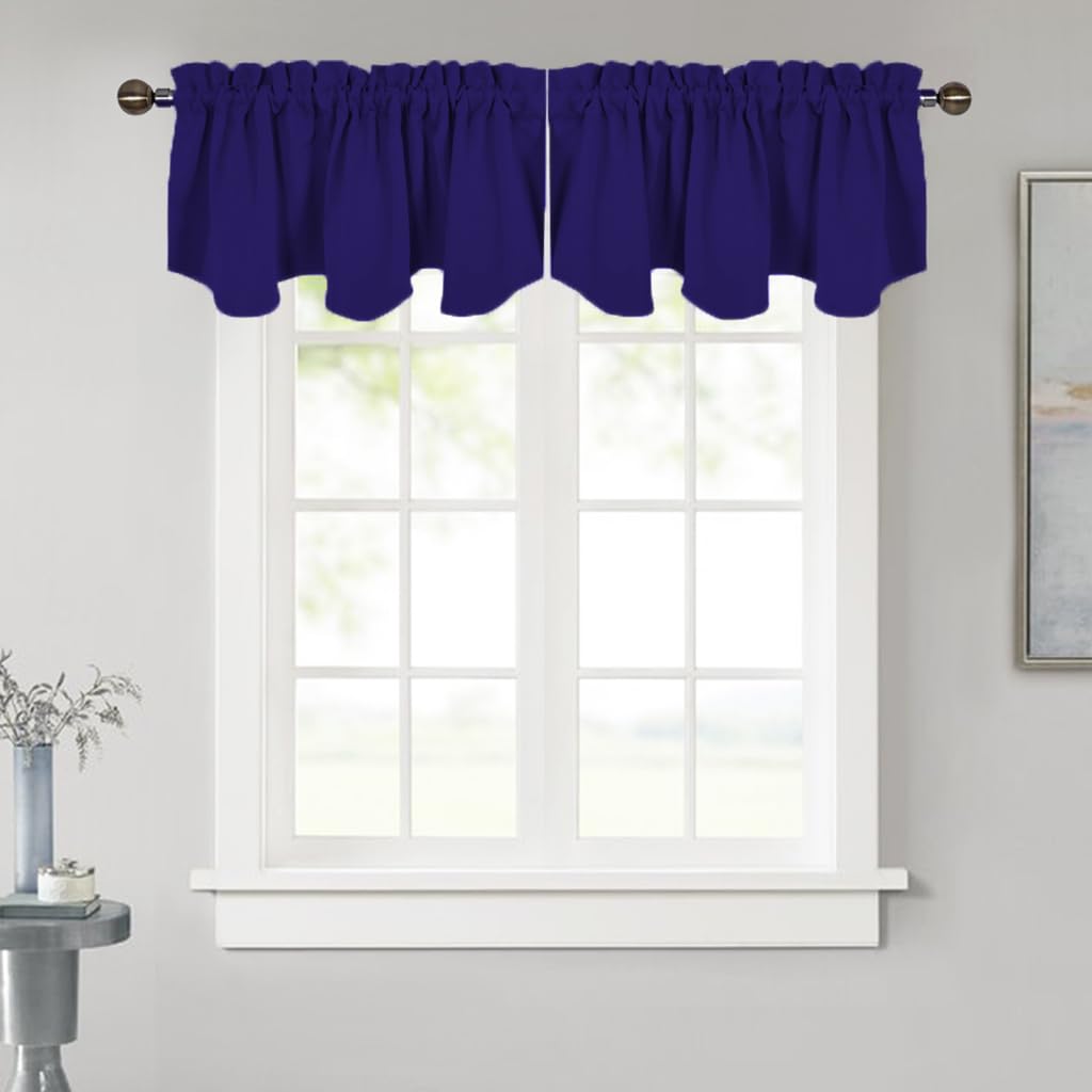 NICETOWN Blackout Curtain Valance Tier - Small 52 inches by 18 inches Scalloped Rod Pocket Window Curtain Valance for Cafe/Boys Bedroom/Bathroom/