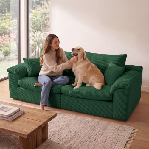 Image of 78 inch Loveseat Sofa, Small Boneless Couch for Living Room, Green