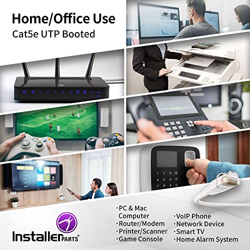 Installerparts Ethernet Cable Cat5E Cable Utp Booted 50 Ft - White - Professional Series - 1Gigabit/Sec Network/Internet Cable, 350Mhz #TOP4