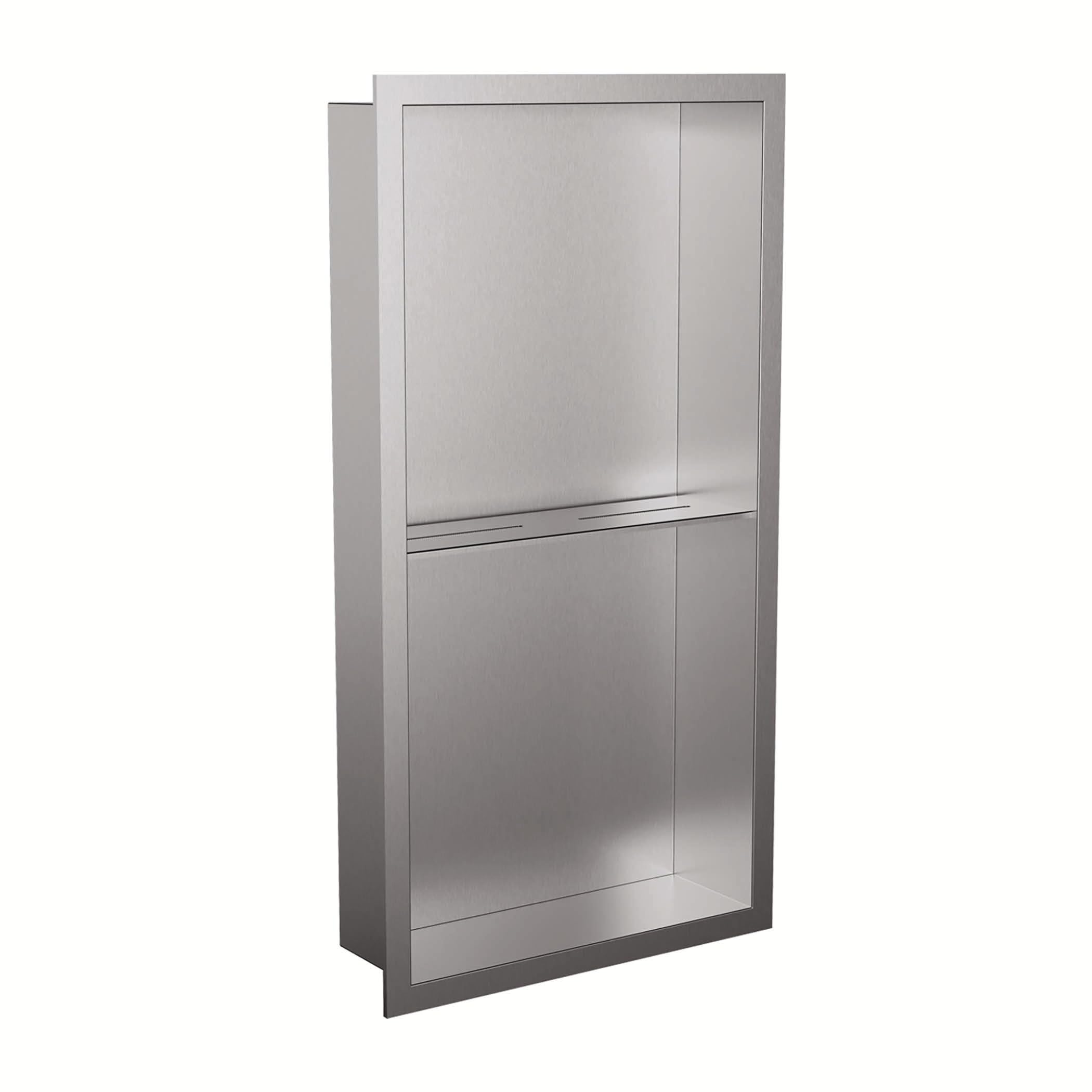 Valve Kings 300 x 600mm Stainless Steel Shower Niche With Shelf Rectangle Sleek Recessed Bathroom Wetroom Shelf Pre-Built 100% Waterproof Easy Install