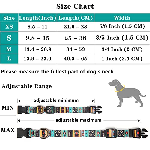 HEELE Hundehalsband, Hunde Halsband für Welpen Kleine Mittlere Große Hunde, Gemustertes Hundehalsbänder Verstellbares, Komfort, Robustem HundeHalsband, Bohemian Cyan, S
