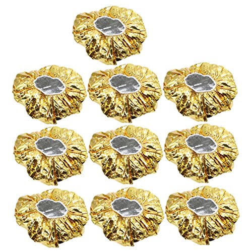 PACKOVE 10Pcs Aluminum Foil Hair Caps for Heat Insulation and Hair Styling Elastic Coloring Caps for Home Salon Use Golden for Hair Spa and Treatment Fits