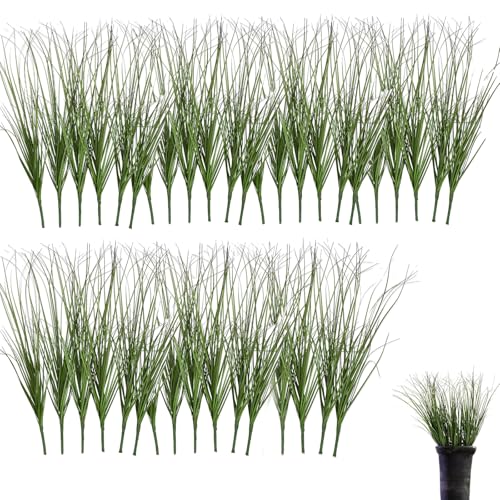 Rdunulioo 40 Bündel Künstliche Pflanzen wie Echt 25 cm Grün Kunstpflanze Outdoor UV-beständig wetterfest und Künstliche Balkonpflanzen für Drinnen Draußen Haus Büro Draußen Garten