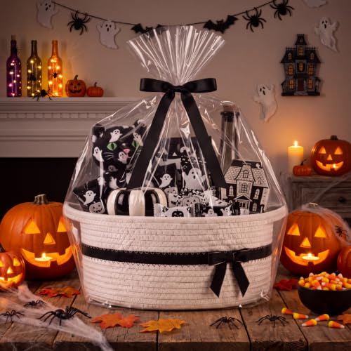Image of Colingmill 1 Set Woven Empty Basket for Gift, White Black