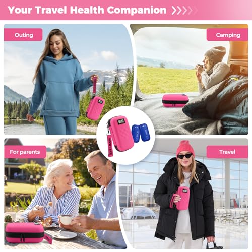 Image of TSA Approved Insulin Cooler Travel Case Diabetic Medication Bag With Thermometer Temperature Display Medication Diabetic Cooler Travel Medicine Organizer Bag for women & 2 Ice Pack-Rose red