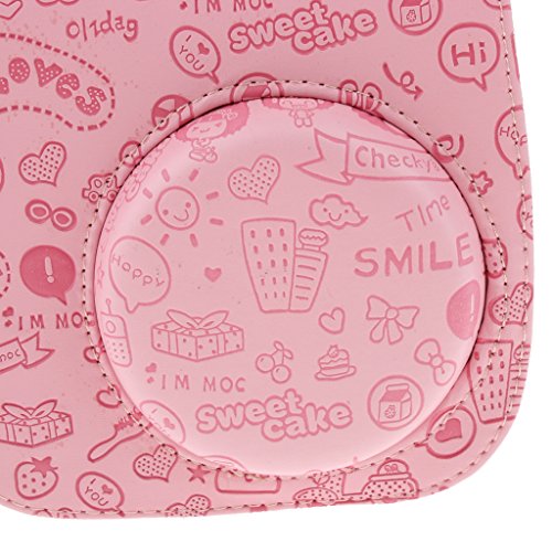 Bolsa de couro protetora Almencla para câmera Instax Mini 8 Polaroid rosa
