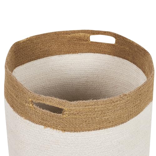 Set Di 2 Cesti In Cotone E Iuta Di Colore Bianco E Beige Stile Boho Interno Esterno - 6