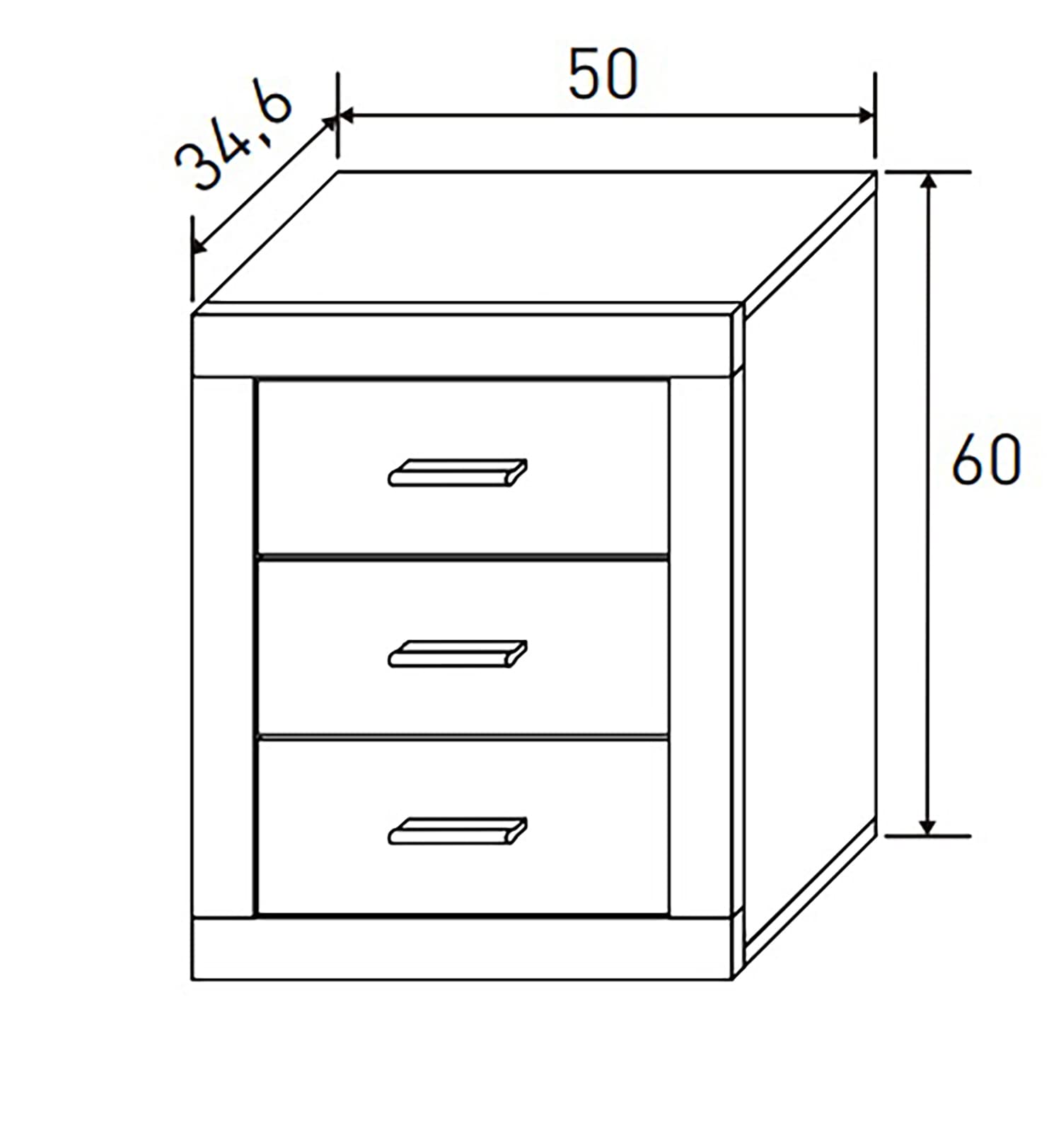 PEGANE Ensemble de tête de lit + 2 chevets Coloris chêne Cambrian, Graphite