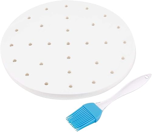 Miniatura 1 de Flexzion Papel pergamino perforado de 7.5 pulgadas para forros de freidora de aire, redondo, sin blanquear, 200 hojas de 3.5 y 3.7 cuartos de galón,