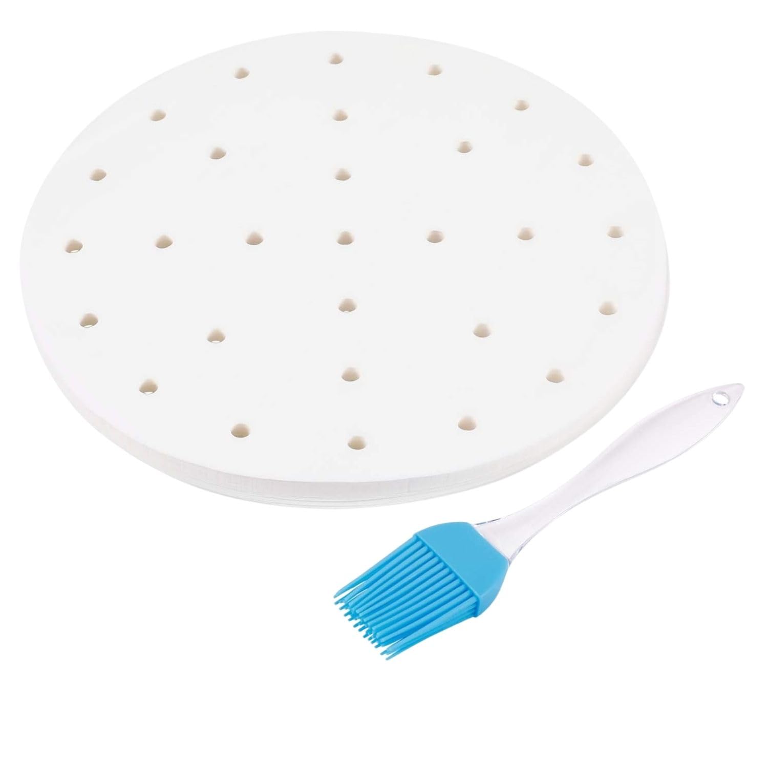 Flexzion Suitable For 3.5/ 3.7 Qt Air Fryer 7.5 Inch Perforated Parchment Paper For Air Fryer Liners Round Unbleached 100 Sheets 3.5 3.7 Qt Airfryer, Bamboo Steamer Basket, Baking Paper, Microwave, Oven Non-Stick Cooking