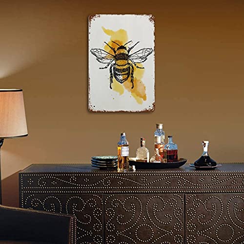 Antique Tin Sign Bee Metal Tin Sign Retro Nostalgic Tin Sign Fun Decorative Sign For Home Kitchen Bar Room Garage Decor Insect Honey Bumblebee Gift For Her Gift For Mum 8X5.5 Inch #TOP5