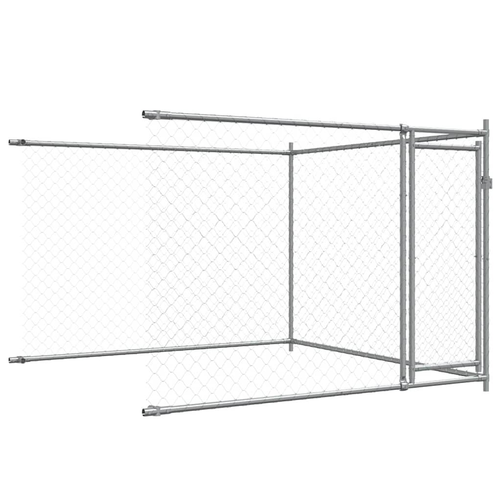 Perrera para perros de acero galvanizado con puertas gris 12 x 2 x 1,5 m, salida para perros cachorros, jaula con seguridad, protección, entrenamiento y separación en el jardín o terraza