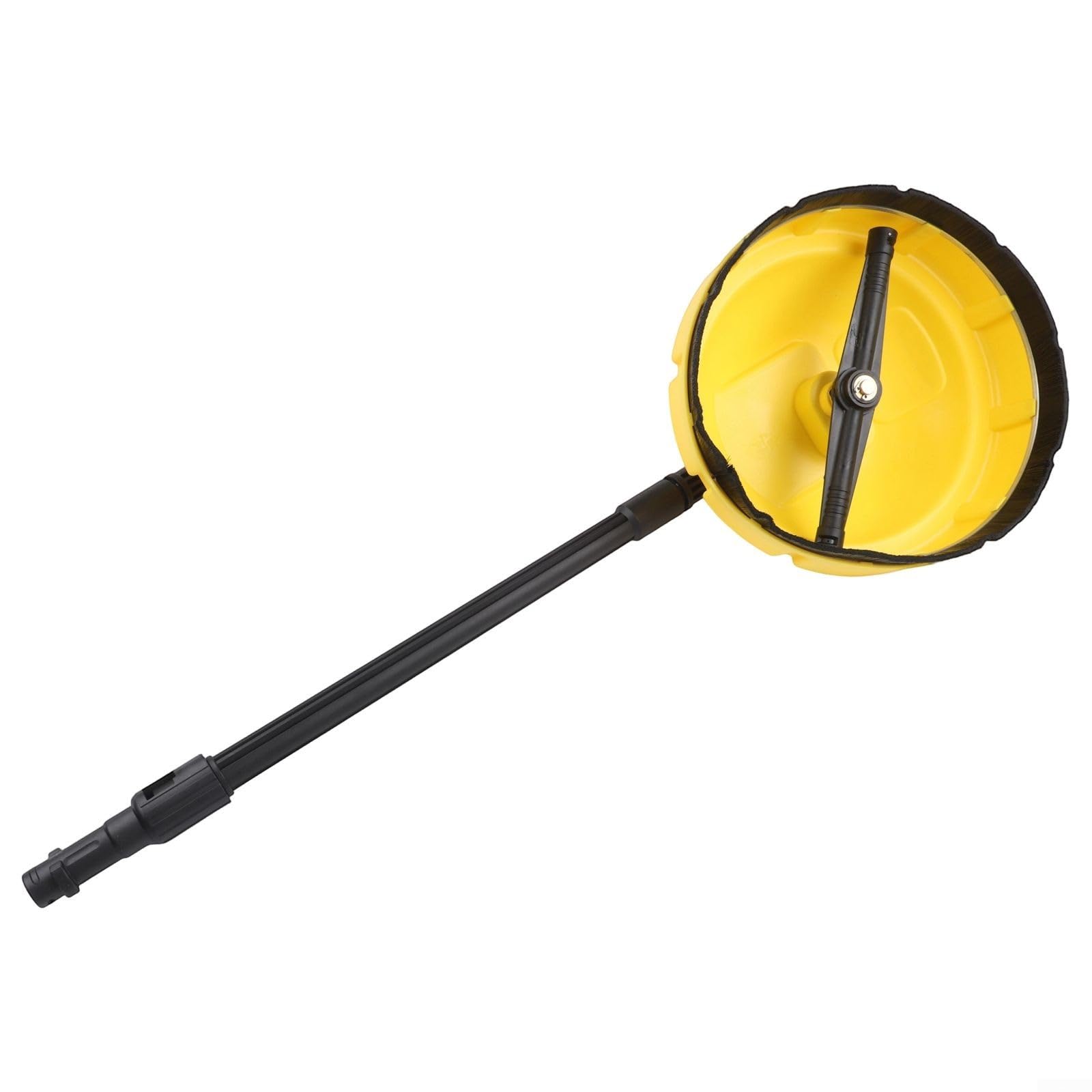 Niceminiwall Brosse rotative pour nettoyeur haute pression - Buse haute pression avec poignée ergonomique, brosse de nettoyage de sol en ABS pour patio, terrasse et allée, jaune/noir