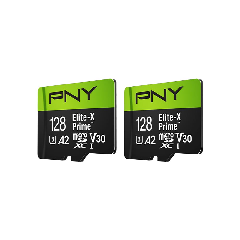 PNY Elite-X Prime C10 U3 V30 A2 Lot de 2 Cartes mémoire Flash microSDXC 128