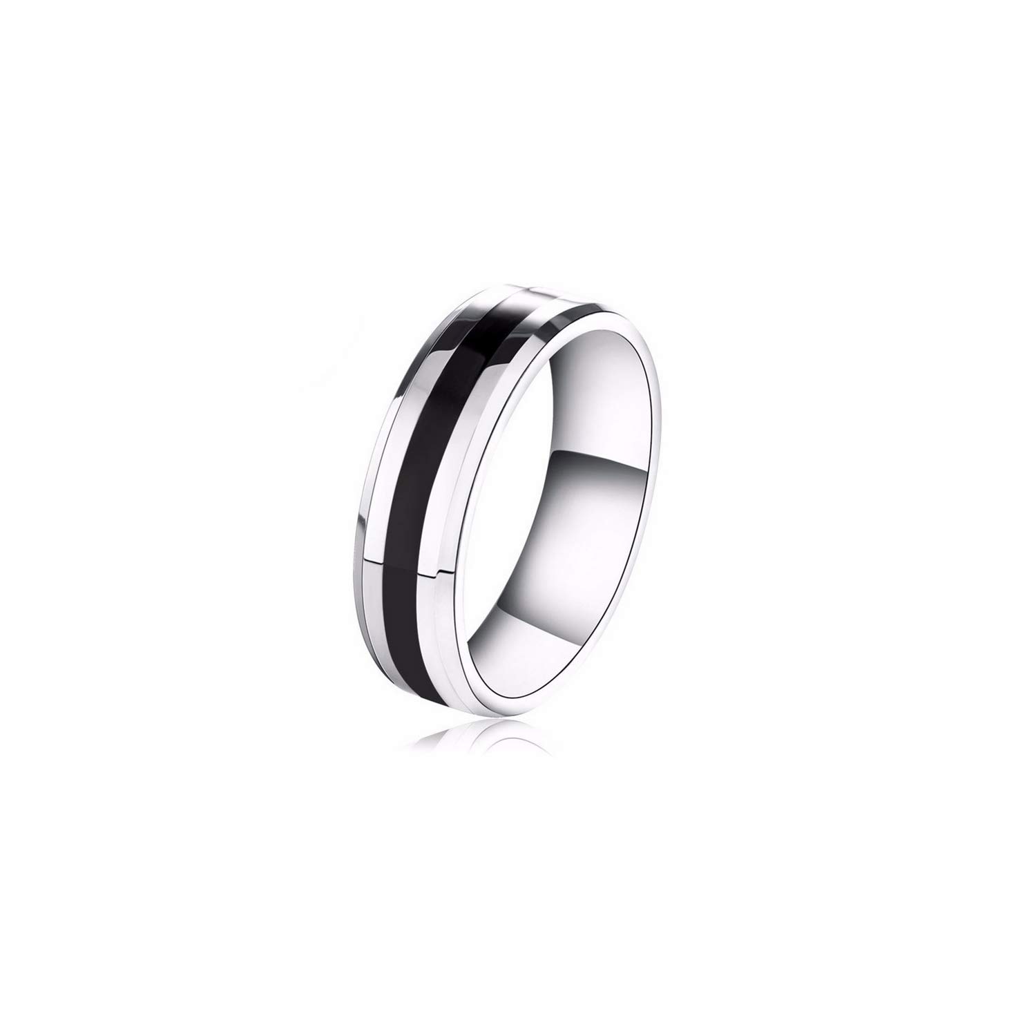 MAGIIE Anillos Mujer Anillo Hombre(1Piece),Anillo de Pareja de Acero Inoxidable, Anillo Negro y Plata,Tama?o M¨²ltiples