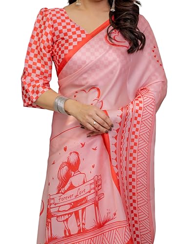 Image of ALMAARI FASHION Women's Floral Printed Georgette Satin Saree with Unstitched Blouse Piece | Traditional Ethnic Wear Sarees | Soft Lightweight Ethnic Office Wear Daily Wear Indian Sari (SG 151-160 H)