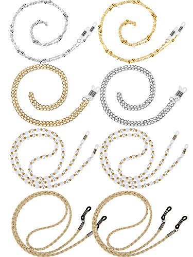 8 Pieces Eyeglass Chain Sunglasses Strap Glass Cord Lanyard for Eyeglasses, 4 Styles