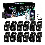White Rock Lights 8 Pods Upgraded 210 Degrees Wide Angle RGBW LED Rock Lights Phone App Remote Control Voice Mode Music Mode Automatic Control Neon Light Kit Wheel Well Lights Off Road Truck SUV ATV U