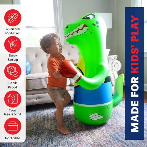 Inflatable Dinosaur Punching Bag for Kids – 47" Bounce-Back Punching Toy – Birthday, Indoor & Outdoor Fun for Toddlers - Image 4