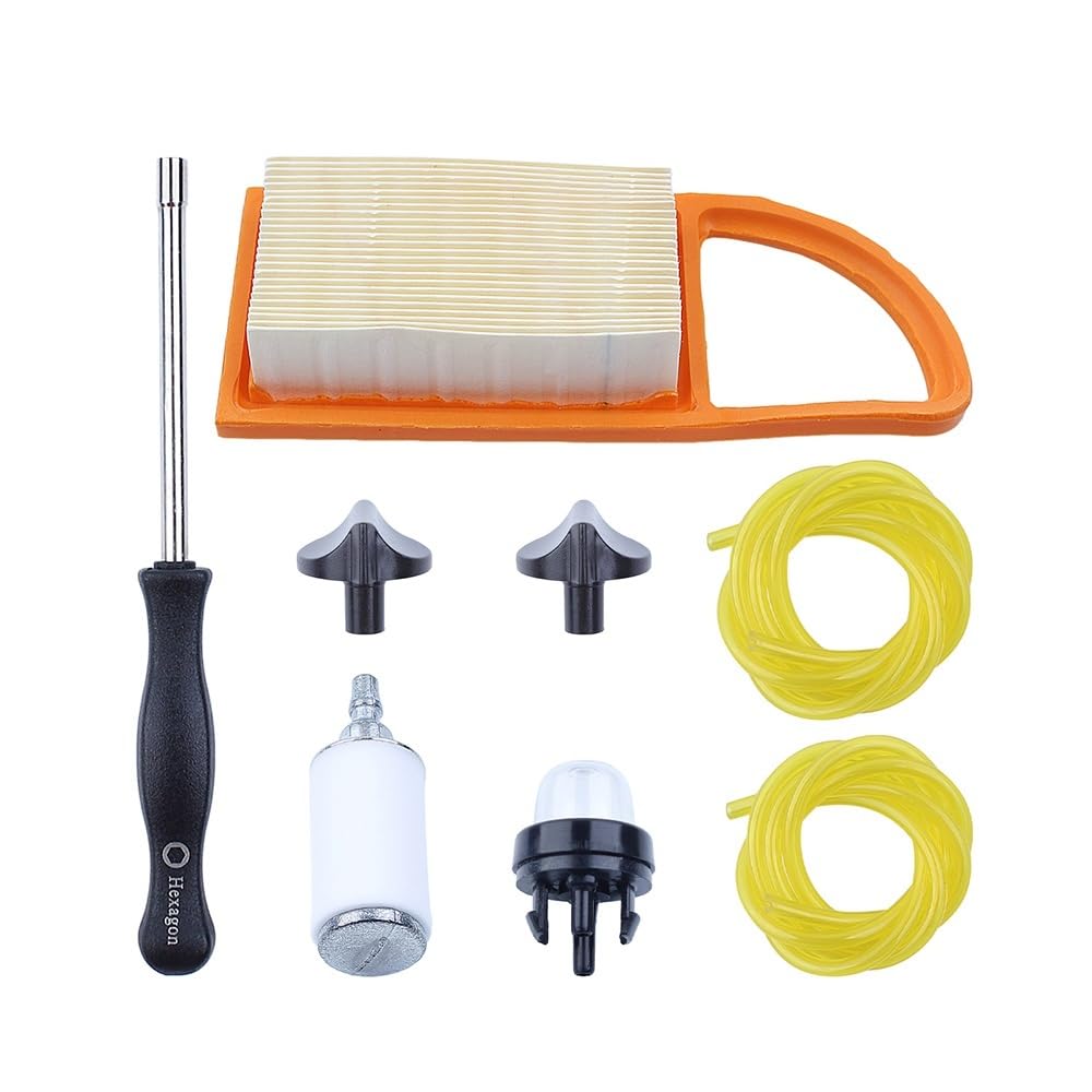 Limpiador de filtro de aire compatible con BR600, BR550, BR500, línea de filtro de combustible, cebador, perilla de ajuste del carburador, soplador