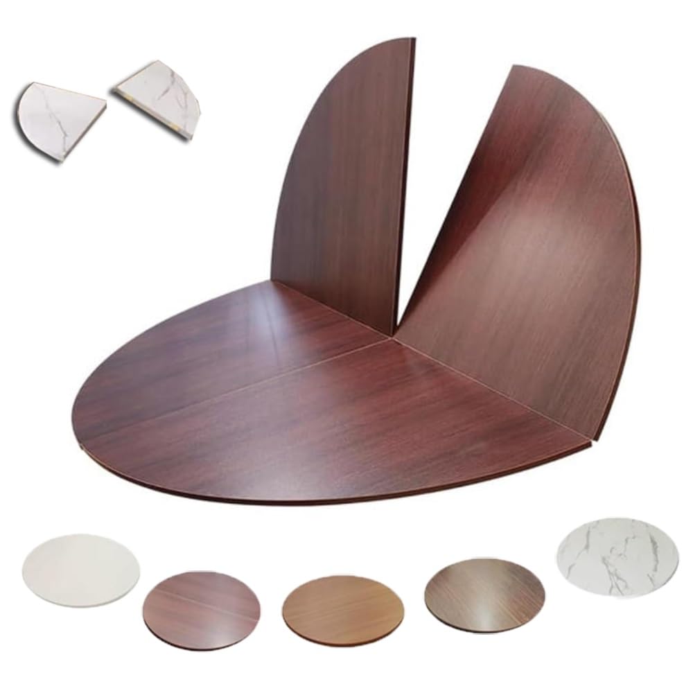 51" 59" Foldable Table Top Circle Replace Table Top Extender Large Round Tabletop Wood Folding Countertop Temporary Dining Table No Legs(Marble,140cm/55in)