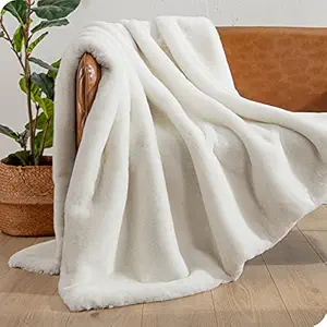 Bare Home Faux Fur Blanket - Ultra-Soft Luxurious - Cozy Warm Blanket - Fuzzy Bed Blanket (Throw, White)