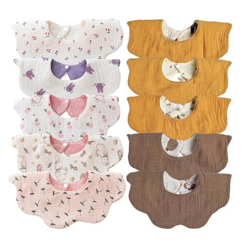 Image of Baby Bibs Muslin Drool Teething Drooling Bibs for Baby Girl Boy Muslin Cotton
