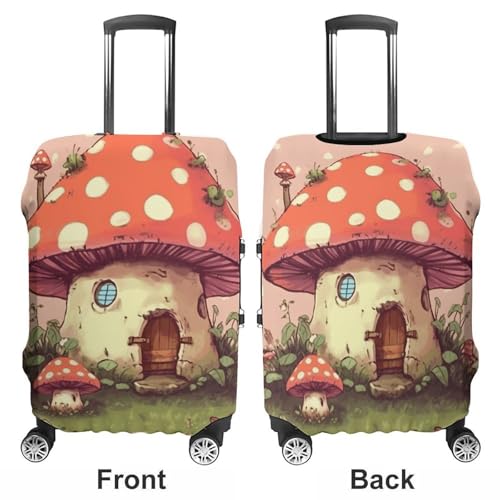 Cute Mushroom House Luggage Cover, Washable Elastic Suitcase Cover Protector Fit 18-32 Inch Luggage3