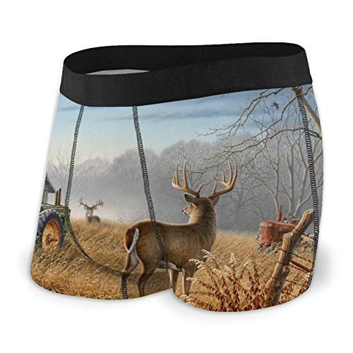 803 Retroshorts Hirsch Jagd Traktoren Tier Boxershorts Herren Bequeme,Fitted Sport Unterhosen Hipster Herren Boxershorts XL